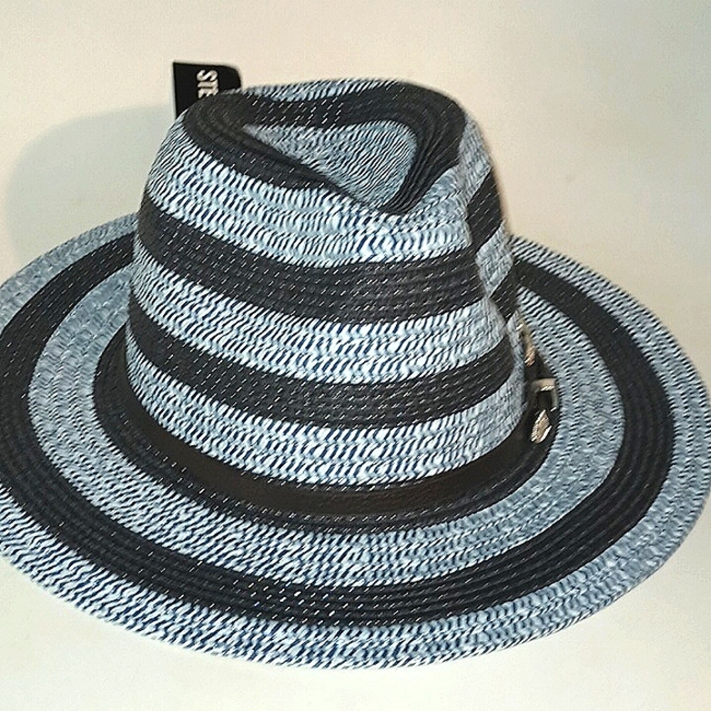 STEVE MADDEN BLUE WOVEN KNIT STRIPES HAT